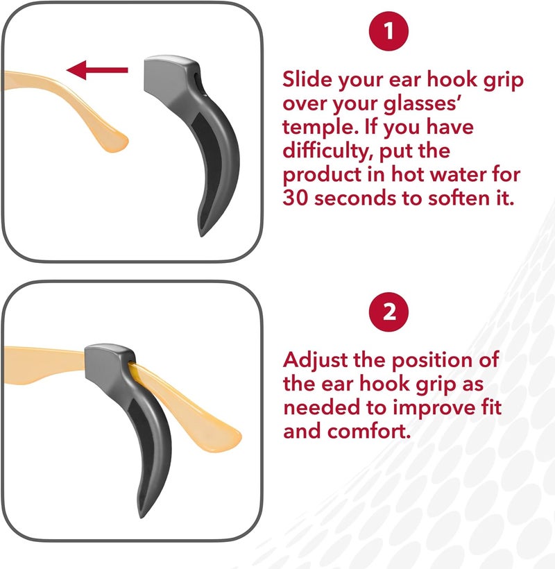 Setex Store Gecko Grip Eyeglass Ear Grips(2 Black Pairs), Thin, Soft, All Day Comfort, Safety Eyewear Retainers, Behind the Ear Hooks, Innovative Anti-Slip Microstructures, Works with Glasses Temples 3-10mm - Image 4